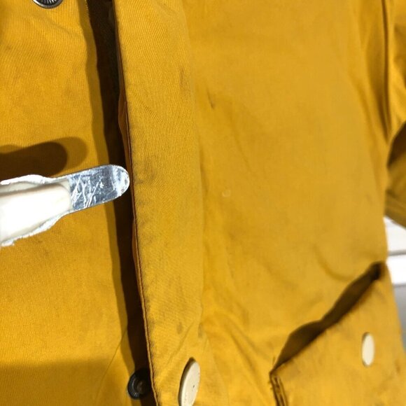 Zara Puffer Jacket Mustard Yellow Faux Fur Hood Size 4/5 - Picture 9 of 9